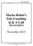 Marko Rubel s Tele-Coaching Q & A Call TRANSCRIPTS