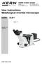 User instructions Metallurgical inverted microscope