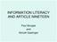 INFORMATION LITERACY AND ARTICLE NINETEEN. Paul Sturges and Almuth Gastinger