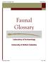 Faunal Glossary. Laboratory of Archaeology. University of British Columbia