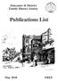 Doncaster & District Family History Society. Publications List. By Mr S Threadgould