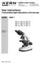 User instructions Transmitted light laboratory microscope