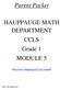 Parent Packet. HAUPPAUGE MATH DEPARTMENT CCLS Grade 1 MODULE 5