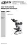 User instructions Metallurgical microscope